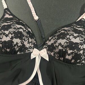 NWT Apt 9 Black Lace Bralette with Pink Accents size sm